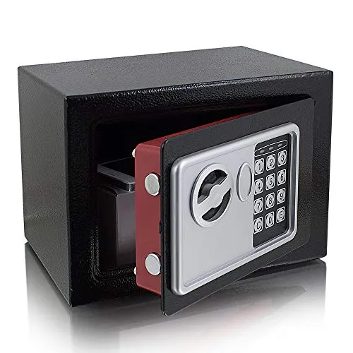 Safe Tresor elektronisch Minisafe - Wandsafe Geldschrank für Wertsachen - Robuster Mini-Tresor für Münzen, Schmuck und Dokumente. Ideal für die Wandmontage, platzsparend und sicher. Außenmaß: 230mm x 170mm x 170mm, Farbe: Schwarz.