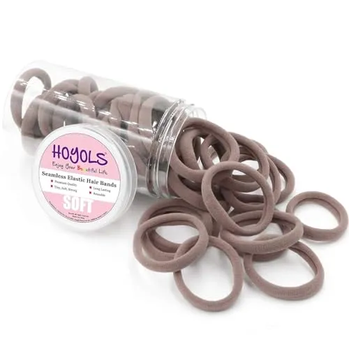 HOYOLS Große Stoff-Haargummis, Weiche & Sanfte Haarbänder für Dicke, Schwere Locken Haar, Kein Verrutschen & Keine Beschädigung, Nahtlose Scrunchies 100 Stück (Karamell)