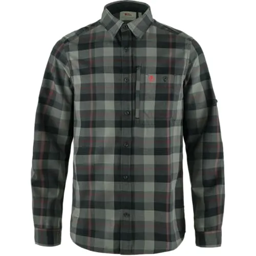 Fjällräven Fjällglim Shirt M black-grey (550-020) L - Funktionales Wanderhemd aus leichtem Polyester-Flanell, bietet hervorragende Isolierung und Feuchtigkeitsmanagement. Ideal für Trekking und Outdoor-Abenteuer, mit praktischen Brusttaschen.