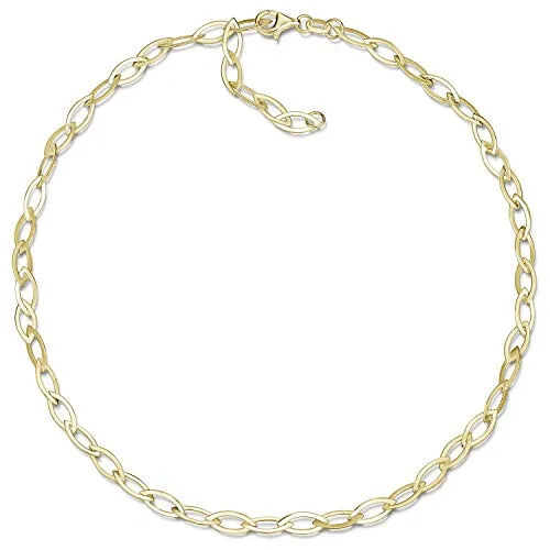 Materia Gold Halskette Damen 45cm - breite Collier Goldkette vergoldet CO-43-Gold
