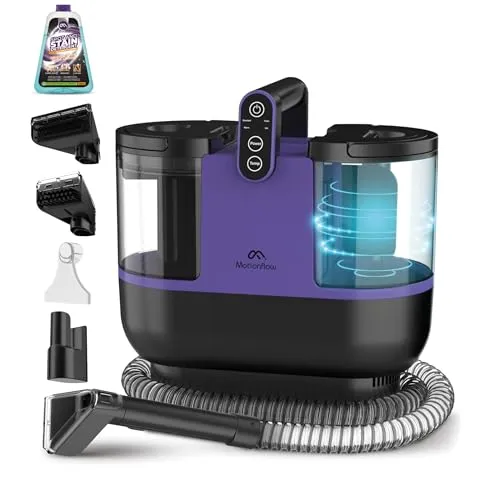 Motionflow Teppichreiniger Waschsauger mit Heizfunktion - 1200W für Teppiche und Polstermöbel - Waschsauger mit 4 Bürstenaufsätzen und Turbo-Funktion: Entfernt tiefsitzenden Schmutz aus Textilien. In nur 15 Sekunden einsatzbereit und ideal für gründliche Reinigung von Teppichen, Sofas und Autositzen.