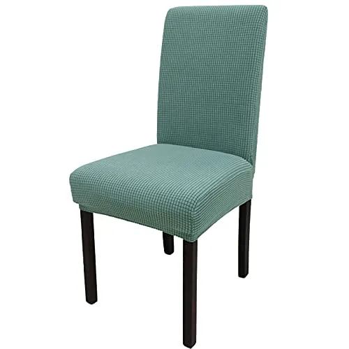 Leeyunbee Universal Stretch Stuhlhussen 6er Set, Abnehmbarer Waschbarer Jacquard Spandex Stuhlbezug, Elastische Moderne Beschützer Stuhlüberzüge für Esszimmer Hochzeit Partys Bankett Deko (Erbsengrün)