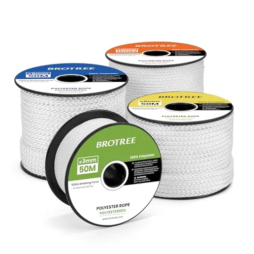 Brotree Polyesterseil 4mm x 30m Weiß in weiß von BROTREE