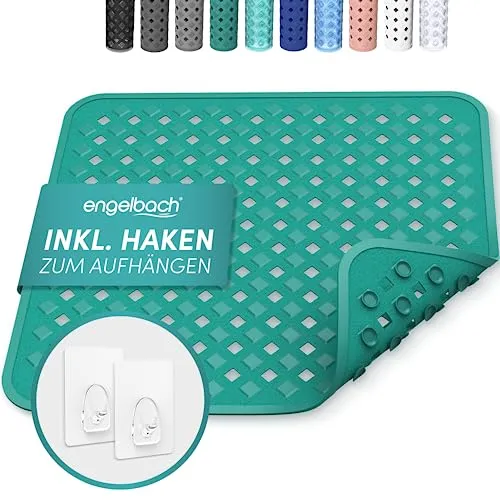 Engelbach® Duschmatte rutschfest 53x53cm inkl. 2 Haken in grün von Engelbach