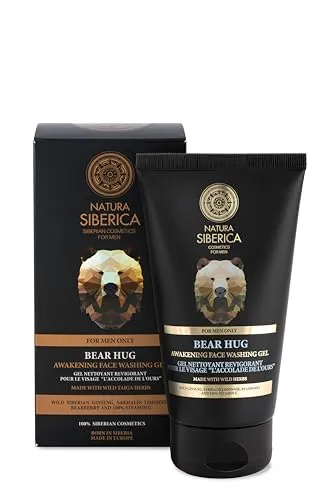 Natura Siberica Men Awakening Face Washing Gel Bear Hug- Erfrischendes Gesichtsreinigungsgel für Männer - Reinigt & belebt die Haut - Mit Sibirischem Ginseng, Bärentraube & Vitamin C - 150 ml