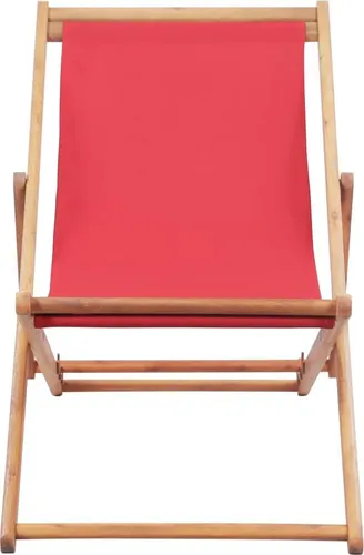 vidaXL Klappbarer Strandstuhl aus Holz - Rot - Camping-Möbel mit 3-fach verstellbarem Sitz für optimalen Komfort. Ideal für Strand, Garten oder Balkon, leicht und zusammenklappbar für einfachen Transport.