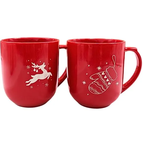 Dekohelden24 Jumbo Becherset - Große Kaffeebecher mit Hirschmotiv - Bechersets mit 820ml Fassungsvermögen, ideal für heiße Getränke und festliche Dekoration. Perfekt für gemütliche Winterabende oder als Geschenkidee für Weihnachten.
