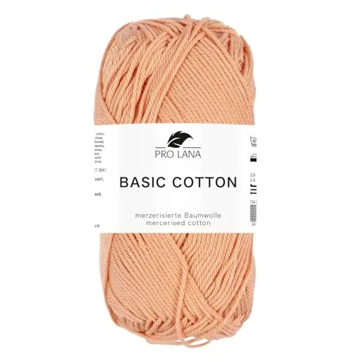 Pro Lana BASIC COTTON Baumwollgarn 50 g ideal für Kleidung, Spielzeug, Accessoires 125 m, Farbe:225 - apricot