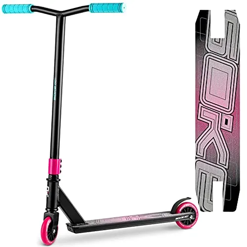 SOKE Stunt Scooter GO! Kick-Scooter mit ABEC 9 Kugellager Tretroller Trick Roller für Erwachsene und Kinder Zweirad Freestyle Cityroller | 2 Räder | Tragkraft 100kg (Rosa)