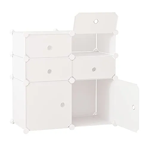 HOMCOM Schuhschrank mit Aufbewahrungsboxen - Schuhablagen mit 6 modularen Fächern für optimale Stauraumgestaltung, ideal für Schlafzimmer, Wohnzimmer oder Flur. Aus langlebigem Kunststoff und Stahl gefertigt.