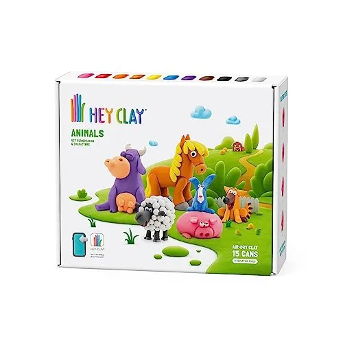 Hey Clay Animals-Set – Bunte Modellier-Kinder mit interaktiver Anleitung