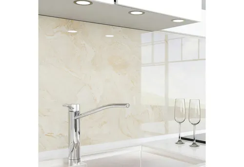 danario Küchenrückwand selbstklebend - Marmor beige 60cm x 60cm - Spritzschutz für die Küche in moderner Glasoptik, kratz- und hitzebeständig, ideal für Mietwohnungen dank ablösbarem Spezialkleber.