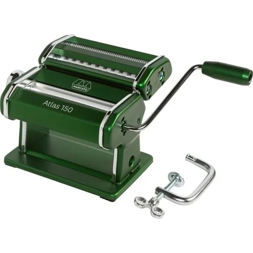 Marcato Atlas 150 Nudelmaschine grün - Nudelmaschinen für die perfekte Pasta: Hergestellt aus robustem Chromstahl, ideal für Lasagne, Fettuccine und Tagliolini. Einfache Handhabung dank ergonomischer Kurbel und gut sichtbaren Reglern.
