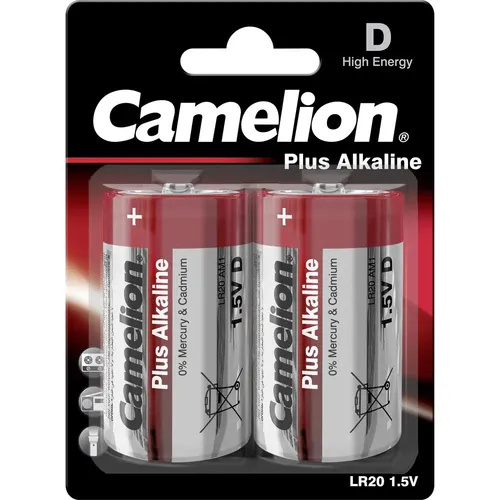 Camelion Batterien Mono D Plus-Alkaline, 1,5V, 2er Blister