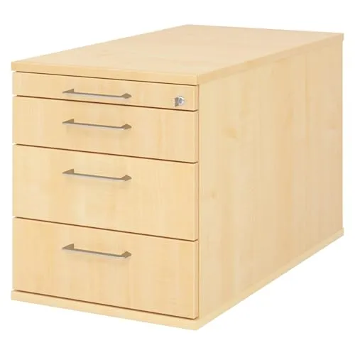 bümö Rollcontainer mit Schubladen - Abschließbarer Bürocontainer aus Ahorn - Büroschränke: Der bümö Rollcontainer bietet 3 Schubladen, ist abschließbar und aus hochwertigem Holz gefertigt. Ideal für Ordnung und Sicherheit im Büro.