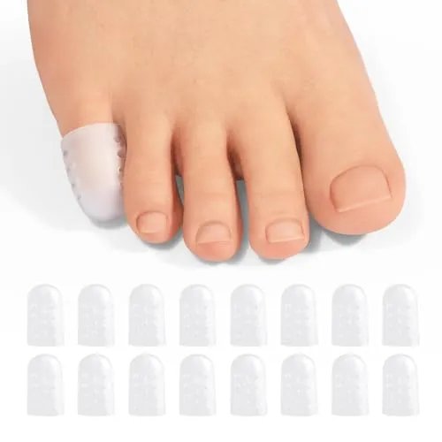 Promifun Silikon Zehenschutz Kleiner Zeh, 16 Stück Zehenschutz, Gel-Zehenkappe für Blasen, Hühneraugen, Hammer Zehen, kleiner Zeh Schutz, Zehennägel Verlust, Reib es Gegen die Schmerzen