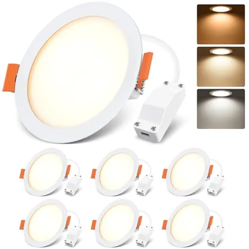LVWIT LED Einbaustrahler 230V Dimmbar, 6W Deckenspots LED Spot Warmweiß 3000K Neutralweiß 4000K Kaltweiß 6500K, 68mm Lochmaß Einbauleuchten Deckenleuchte für Badezimmer, Küche, Wohnzimmer, 6er Set