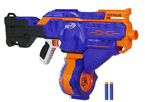 Hasbro Nerf E0438EU4 Nerf N-Strike Elite Infinus, Voll-motorisierter Spielzeug-Blaster, mit Schnell-Lade-Technologie, für Kinder & Erwachsene, inkl. 30 Darts & Trommelmagazin
