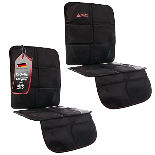 stuff from above® 2er Set Universal Autositzschoner & Kindersitzunterlage (Iso-Fix geeignet) - Schützen Sie Ihre Autositze vor Abnutzung und Verschmutzung mit unserem vielseitigen Sitzschoner. Schnell montiert, wasserabweisend und rutschfest – ideal für alle Auto-Modelle und Kindersitze.