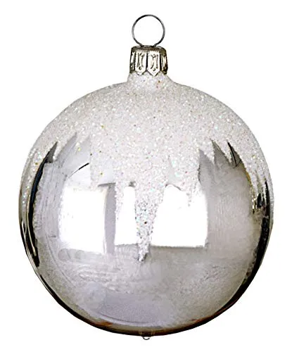 Jingle Bells Lauscha Christbaumkugel Schneedach 6cm - 5 Stück, Weiß, Klassisch, Hängend, Glas, Weihnachten