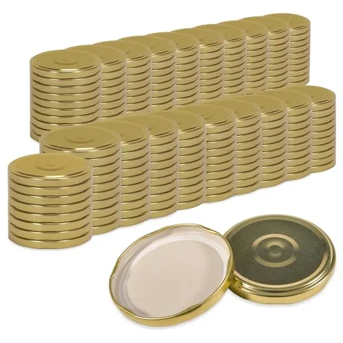 Oputec 200x Schraubdeckel TO 82 Gold – Twist Off Einmachglas-Ersatzdeckel - Vorratsgefäße & -gläser, geruchssichere und luftdichte Deckel für optimale Frische, ideal für Einmachprojekte und Vorratshaltung.