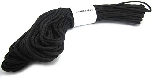 WINGONEER Paracord 4mm, 100ft, Paracord 550 7 Core Strand, Reißfest, 100% Nylon Cord, Vielseitig Typ III Mil-Spec Paracord, Hält bis zu 250kg, Ideal für Outdoor Survival Camping - Black