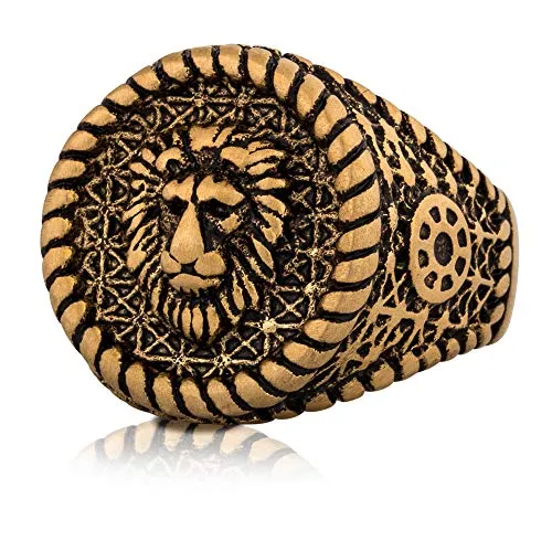 Akitsune Imperator Ring - Eleganter Siegelring für Männer und Frauen - Edelstahl-Ring mit Löwenkopf-Emblem, 30 Tage risikofreie Rückgabe. Stilvolles Design, ideal als Geschenk für jeden Anlass. Erhältlich in verschiedenen Größen und Farben.
