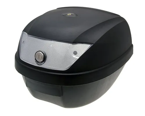 Top Case Koffer schwarz 28L Reflektor weiß Mofa Roller Moped Motorrad  Quad ATV