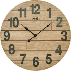 AMS Wanduhr W9617 – Eichefarbene Quarzuhr (Ø 50 cm) - Stilvolle Wanduhr aus Holz, ideal für Wohnzimmer, Esszimmer, Küche und Flur. Mit ihrem Durchmesser von 50 cm sorgt sie für einen echten Blickfang.