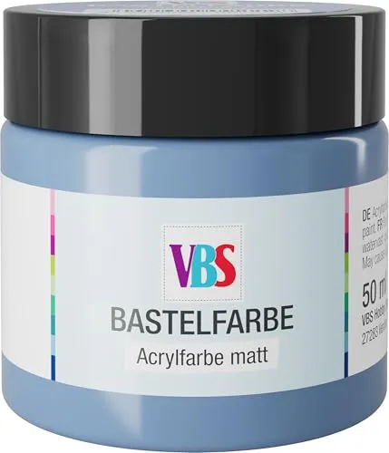 VBS Bastelfarbe 50 ml wasserfest lichtecht geruchsneutral lösungsmittelfrei hochpigmentiert matt Malfarbe Malen Farbe Farben Lavendelblau