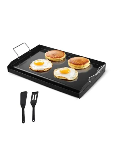 VEVOR Flache Grillplatte aus Karbonstahl 605x360mm - Grillzubehör mit großzügiger Kochfläche für gleichmäßiges Garen, ideal für drinnen und draußen, schnell zu reinigen und langlebig.