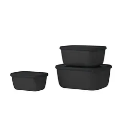 Mepal Multischale Cirqula Rectangular 3-teiliges Set - Vorratsdosen-Set mit 750, 1500 & 3000 ml, luftdicht und BPA-frei, ideal für Kühlschrank, Gefrierschrank & Mikrowelle - perfekt für die nachhaltige Aufbewahrung von Lebensmitteln.