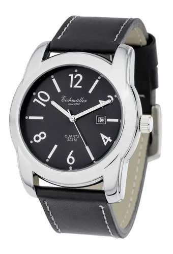 Eichmüller Quarzuhr RE1181 Elegante XL Herrenuhr Schwarz 45 mm RE1181