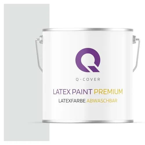 Q-COVER Latexfarbe Abwaschbar 5L (ca.35m2) Weiß-Khaki Farbton Innenfarbe Wandfarbe Deckenfarbe Klasse 2 Mattfarbe Für Allergiker Scheuerfest Geruchlos Frei Von Voc
