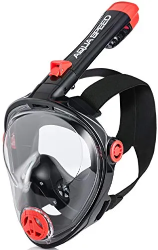 Aqua Speed Tauchermaske Kinder Vollmaske I 180° Panorama Tauchmaske I Full Face Schnorchelmaske I Maske zum Tauchen I Schnorcheln I + Mikrofasertuch I Gr. L, 11.Schwarz I Spectra 2.0 Kid