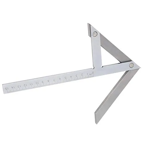 Faceuer Zentrierwinkel-Messlineal, Verdicktes Design, Edelstahl, 15 cm Länge, Robustes Design, Für 45°-90°-Winkel und Kreismittenmarkierung