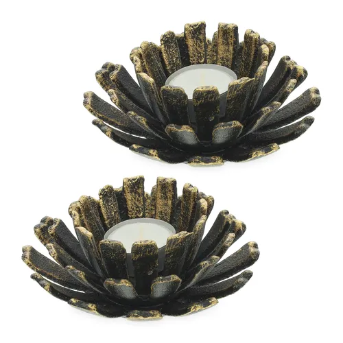 Teelichthalter 2er Set Kerzenhalter Deko Kerzenständer Blüte Teelichtständer