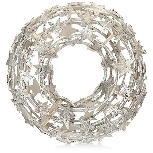 com-four® Rebenkranz mit Sternen - Deko-Tischkranz aus Zweigen - natürlicher Türkranz zum selber Schmücken - DIY Naturkranz als Tischdeko, Fensterschmuck, Türhänger (1 Stück - Ø 40cm weiß Sterne)
