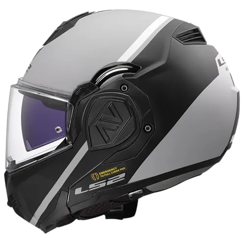 LS2 FF906 Advant Swipe Klapphelm 2XL, schwarz-grau - Motorradhelm mit atmungsaktivem Innenfutter und 3D Schaumstoffpolster für optimale Passform, ideal für Herren.