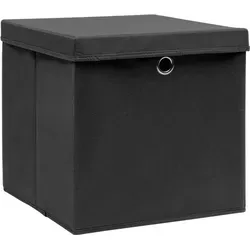 vidaXL Aufbewahrungsboxen mit Deckeln 4 Stk. 28x28x28 cm Schwarz - Aufbewahrungsboxen aus langlebigem Vliesstoff, ideal für Schals und Socken. Mit Deckeln für staubfreie Aufbewahrung und platzsparend zusammenklappbar.