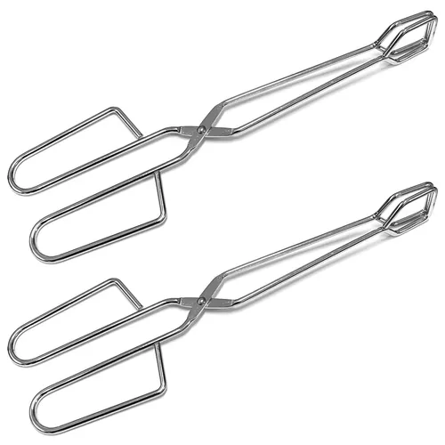 2er Set XXL Edelstahl Servierzange 28,5 cm Grillzange Bratwurstzange Küchenzange