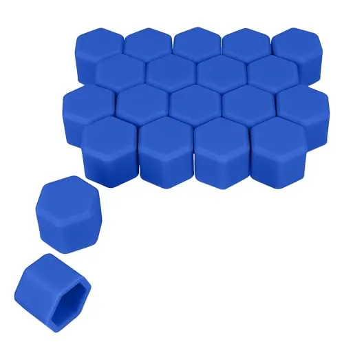 kwmobile 20x Abdeckung für 21 mm Radmuttern Auto Rad Schraube - Radschrauben Cover - Mutter Kappen in Dunkelblau