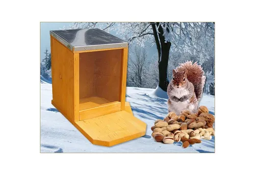 Mucola Futterhaus Eichhörnchen Futterhaus Futterstation Holz Plexiglas Zinkdach, Zinkdach