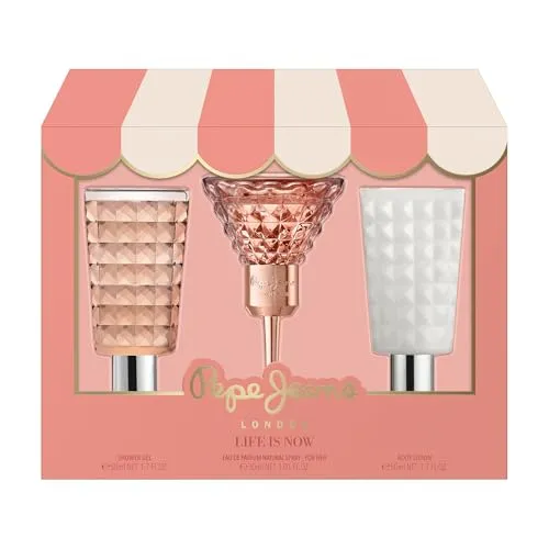 Pepe Jeans Life Is Now For Her Parfüm Damen 3 Teiliges Set Eau de Parfum für Damen 30ml, Body Lotion 50ml und Duschgel 50ml Set Orientalisch Blumig Parfüm Frauen