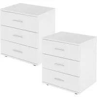 ML-Design Nachttisch 2er Set mit 3 Schubladen in Weiß - Praktisches Nachttisch-Set mit modernem Design und 3 Schubladen für optimale Aufbewahrung. Ideal für Schlafzimmer, Büro oder Wohnzimmer. Langlebig und pflegeleicht dank Melaminbeschichtung.