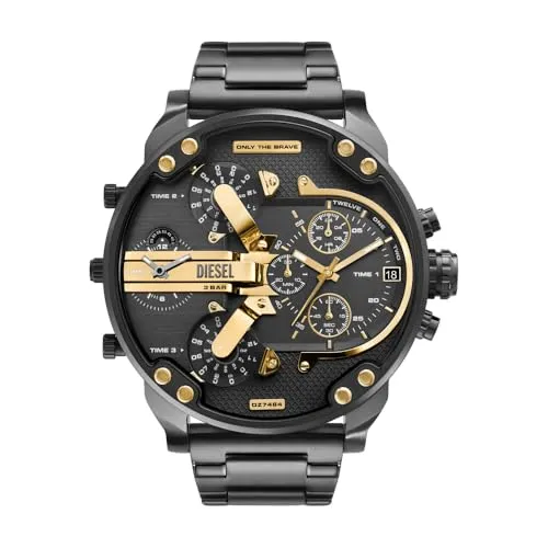 Diesel Herren Analog Quarz Uhr DZ7484 - Armbanduhren für Herren mit 57-mm-Gehäuse, wasserdicht bis 30 m und robustem Edelstahlarmband – perfekt für stilbewusste Männer.
