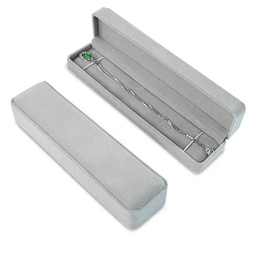 iSuperb Schmuckdose für Hochzeit Samt Geschenkbox für Ringe Halskette Ohrhänger Verlobungs Ring Jewelry Gift Box (Gery)