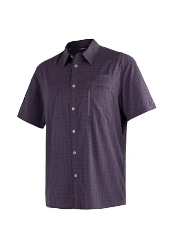 Maier Sports Mats Short Sleeve grey check (M19578) 48 - Funktionale Wanderhemden und Flanellhemden für Herren, mit innovativer Silverplus Technologie für frischen Tragekomfort und integrierter Rückenventilation für optimale Luftzirkulation.
