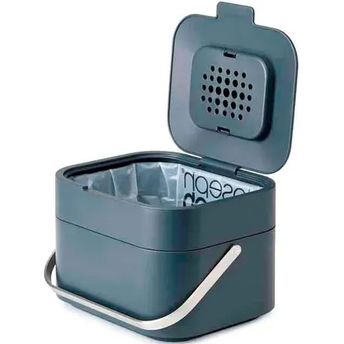 JosephJoseph Mülleimer Stack, graphit, 4 Liter - Kompakter 4 Liter Komposteimer für müllfreie Küche, belüftet zur Geruchsreduzierung und mit austauschbarem Filter für optimale Hygiene.