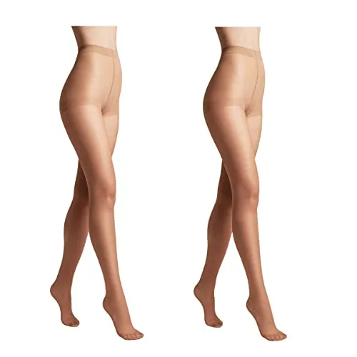 Conte elegant 2er-Pack langlebige Damenstrumpfhose Halbmatt - SOLO 20 DEN - Damen Feinstrumpfhose Strumpfhose mit markiertem Höschenteil - Einfarbig Farbe Beige Größe 4